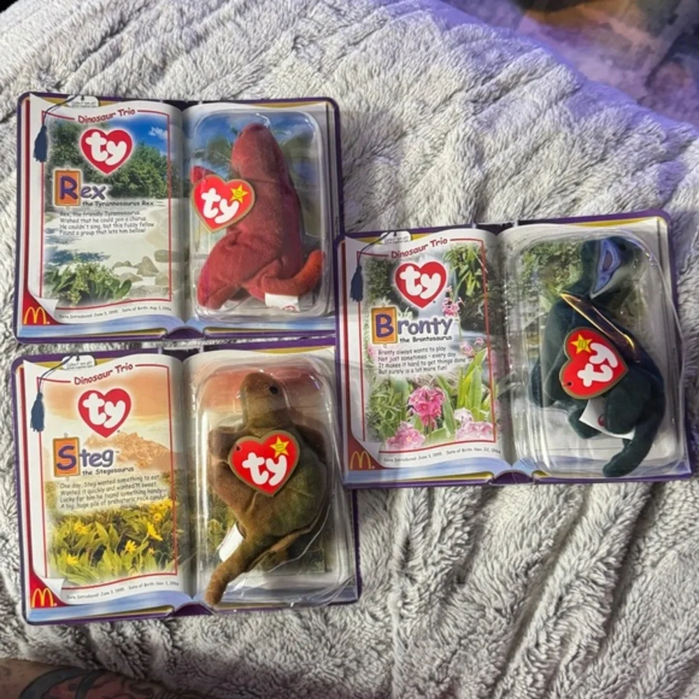 2000 McDonalds Ty Teenie Beanie Babies Dinosaur Trio Complete Set
